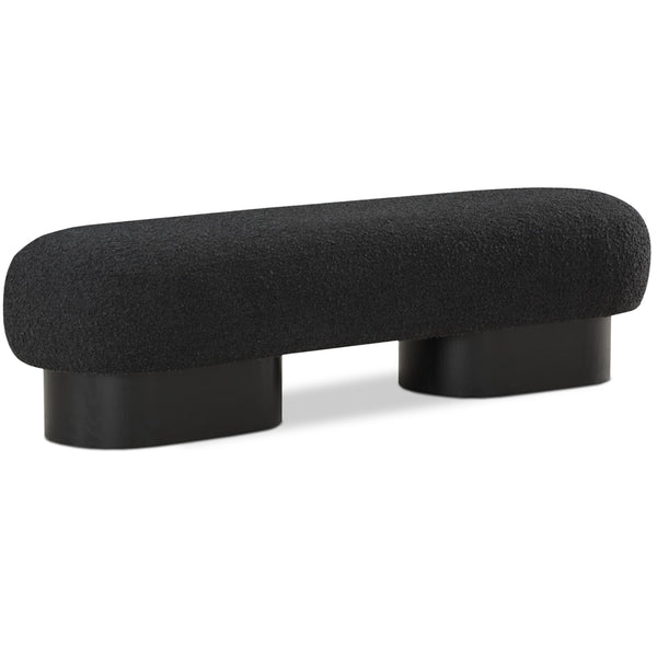 Meridian Robertson Black Boucle Fabric Bench IMAGE 1