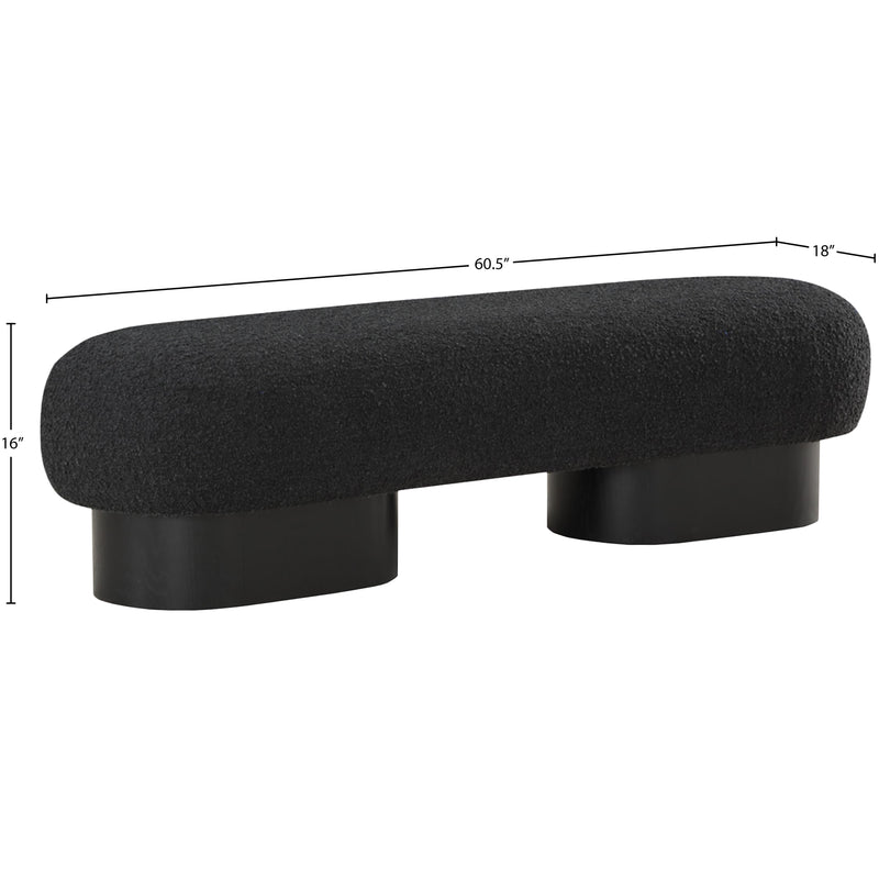 Meridian Robertson Black Boucle Fabric Bench IMAGE 8