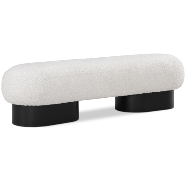 Meridian Robertson Cream Boucle Fabric Bench IMAGE 1