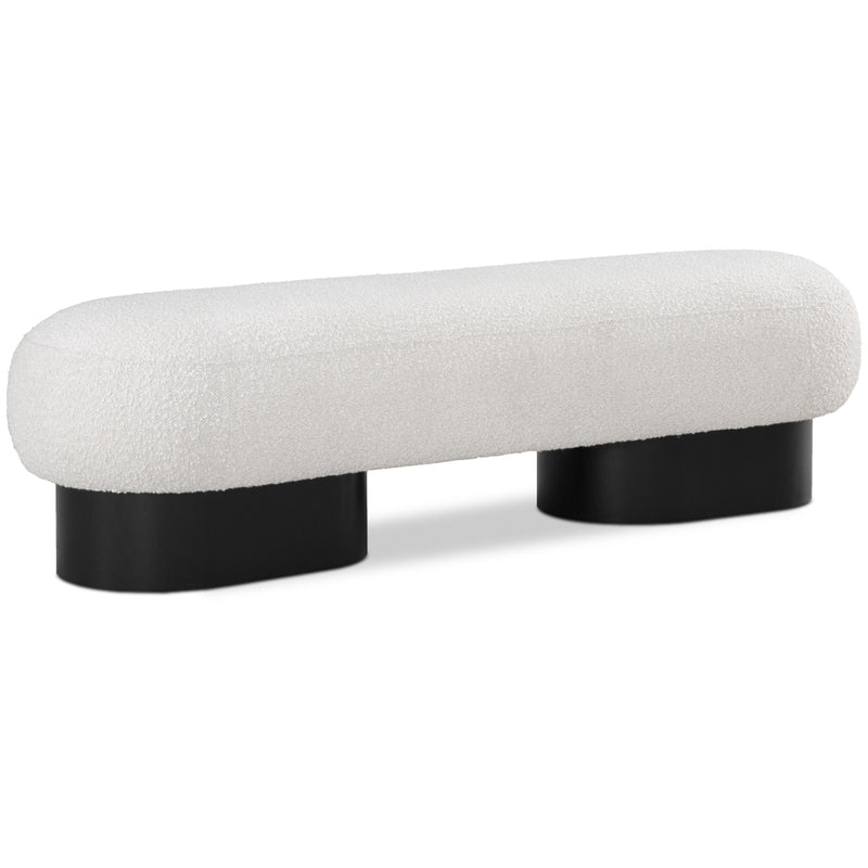 Meridian Robertson Cream Boucle Fabric Bench IMAGE 1
