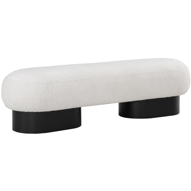 Meridian Robertson Cream Boucle Fabric Bench IMAGE 3