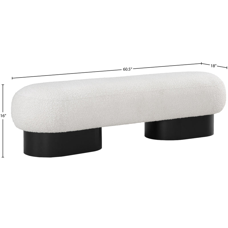 Meridian Robertson Cream Boucle Fabric Bench IMAGE 8