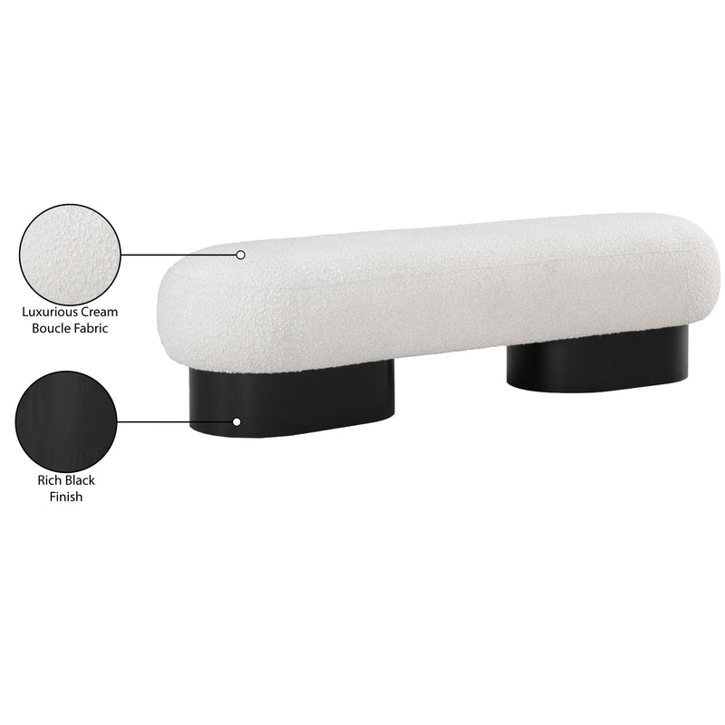Meridian Robertson Cream Boucle Fabric Bench IMAGE 9