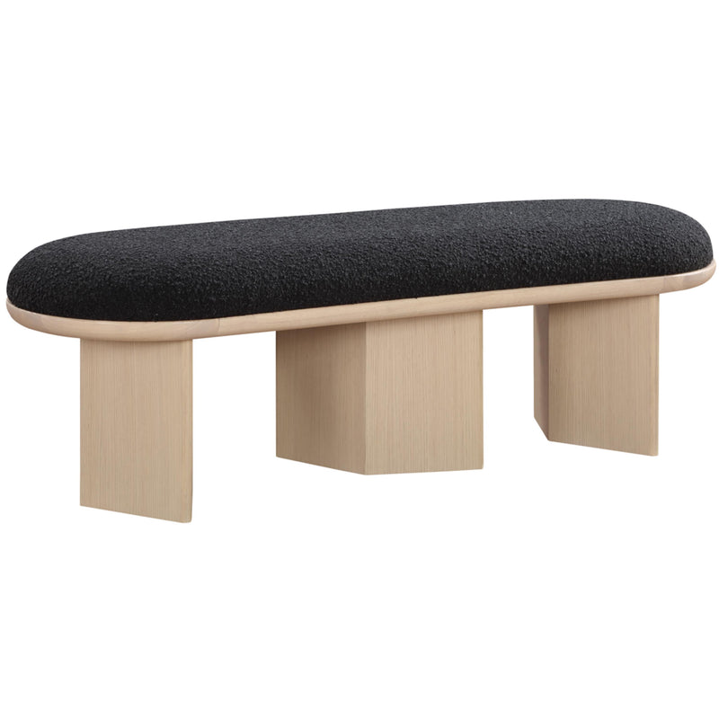 Meridian Wilshire Black Boucle Fabric Bench IMAGE 3