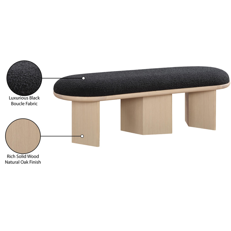 Meridian Wilshire Black Boucle Fabric Bench IMAGE 9