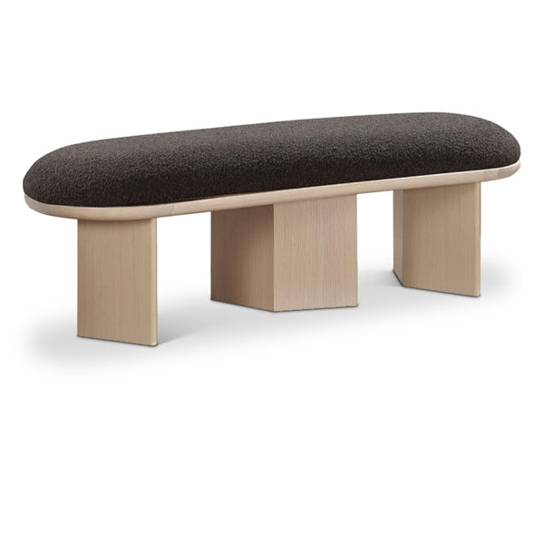 Meridian Wilshire Brown Boucle Fabric Bench IMAGE 1