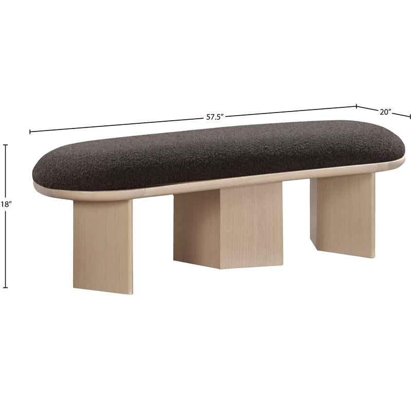 Meridian Wilshire Brown Boucle Fabric Bench IMAGE 8