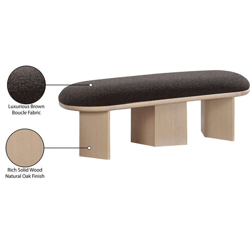 Meridian Wilshire Brown Boucle Fabric Bench IMAGE 9