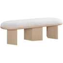 Meridian Wilshire Cream Boucle Fabric Bench IMAGE 3
