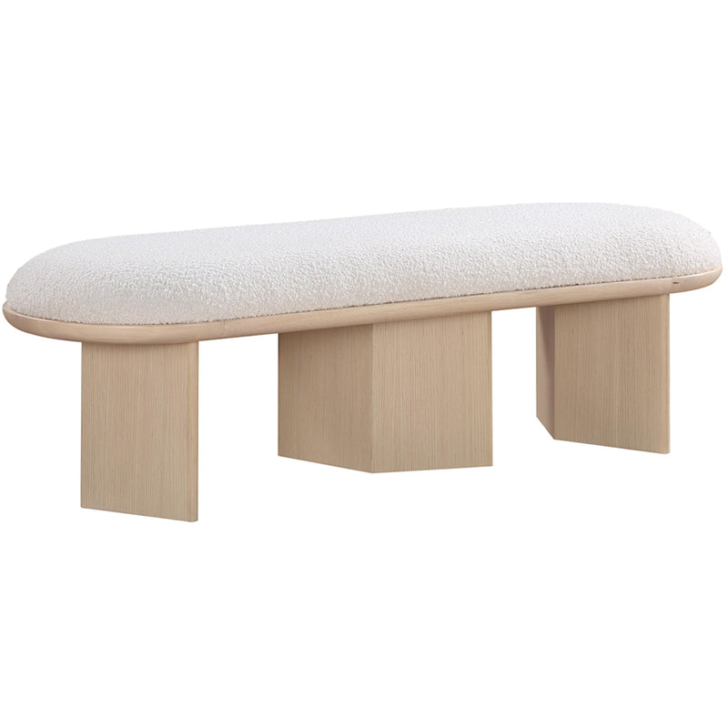 Meridian Wilshire Cream Boucle Fabric Bench IMAGE 3