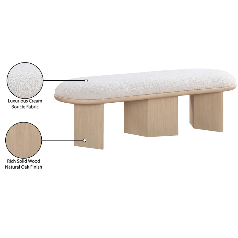 Meridian Wilshire Cream Boucle Fabric Bench IMAGE 9