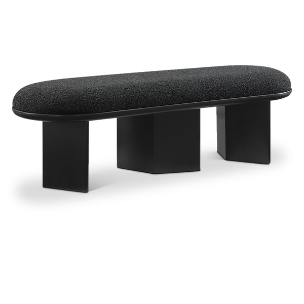 Meridian Wilshire Black Boucle Fabric Bench IMAGE 1