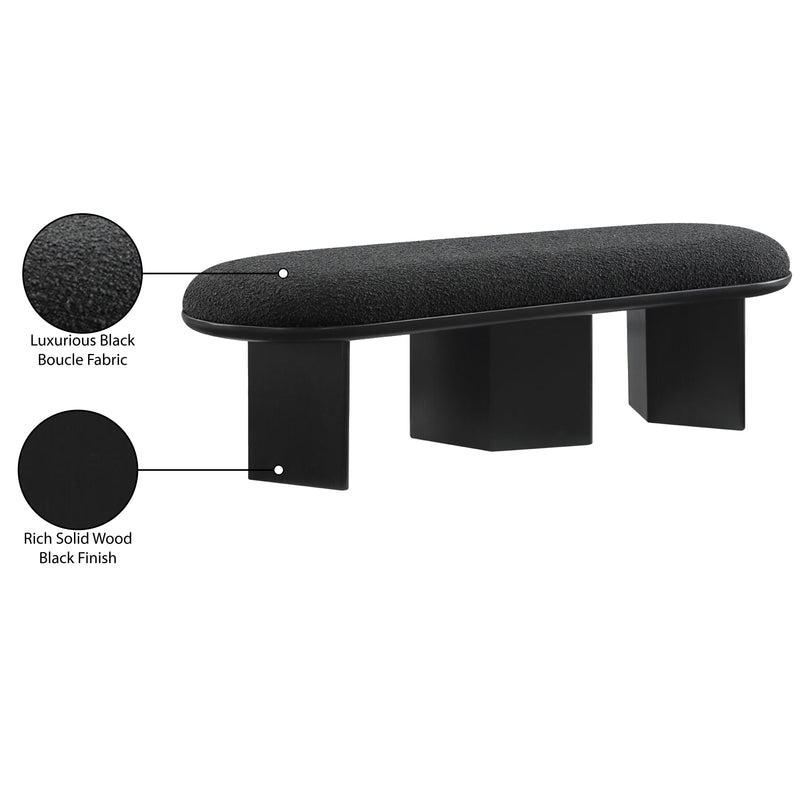 Meridian Wilshire Black Boucle Fabric Bench IMAGE 8
