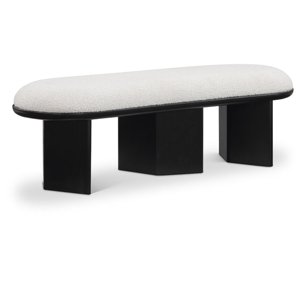 Meridian Wilshire Cream Boucle Fabric Bench IMAGE 1
