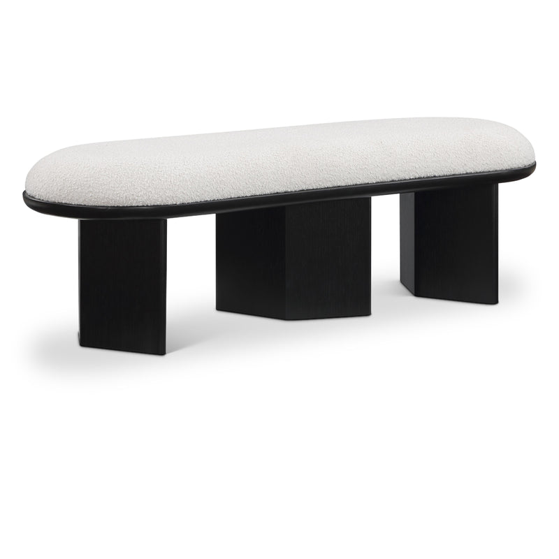 Meridian Wilshire Cream Boucle Fabric Bench IMAGE 1