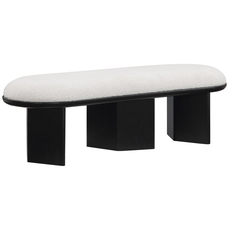 Meridian Wilshire Cream Boucle Fabric Bench IMAGE 3