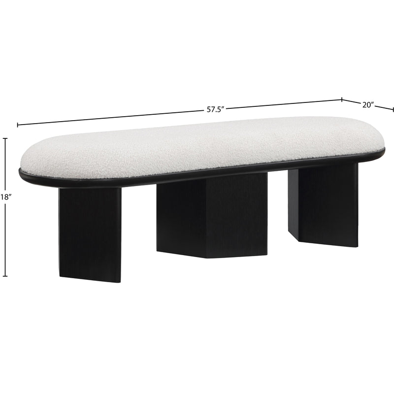 Meridian Wilshire Cream Boucle Fabric Bench IMAGE 7