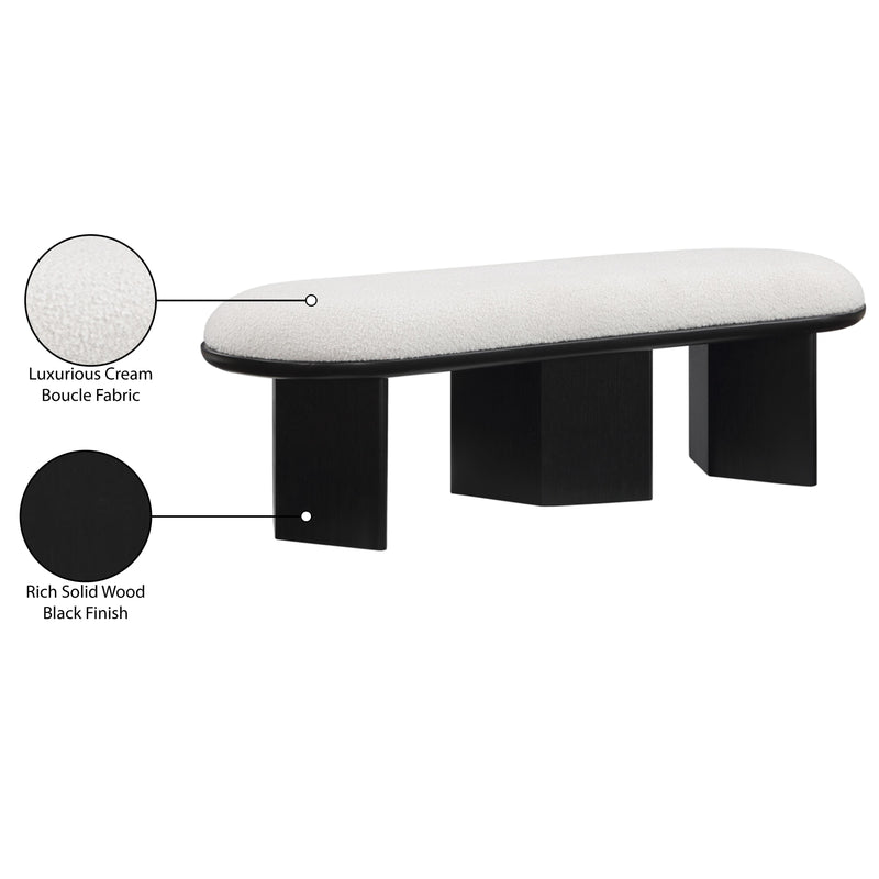 Meridian Wilshire Cream Boucle Fabric Bench IMAGE 8