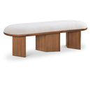 Meridian Wilshire Cream Boucle Fabric Bench IMAGE 1