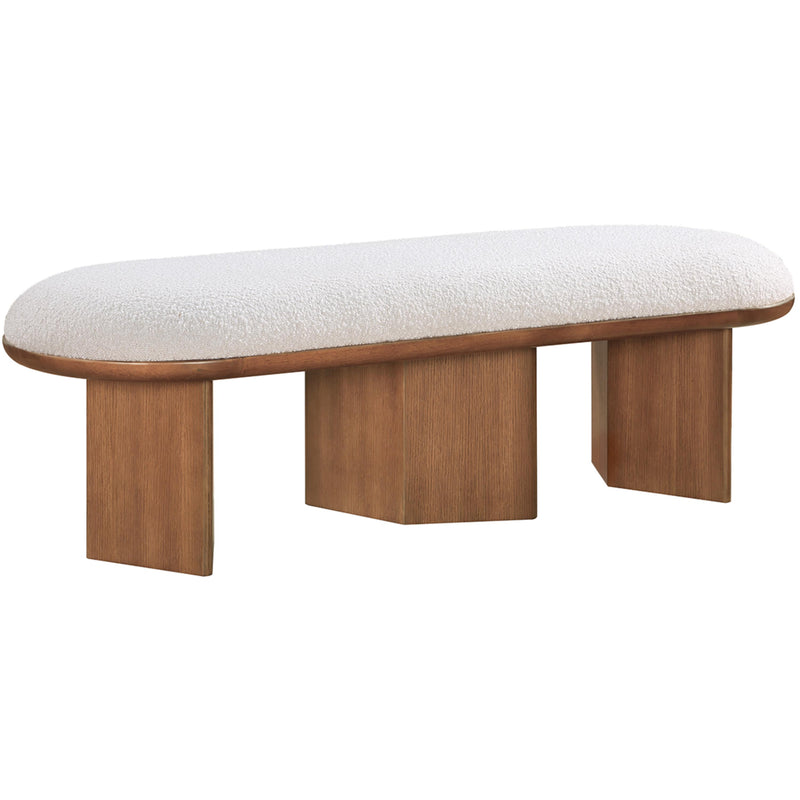Meridian Wilshire Cream Boucle Fabric Bench IMAGE 3