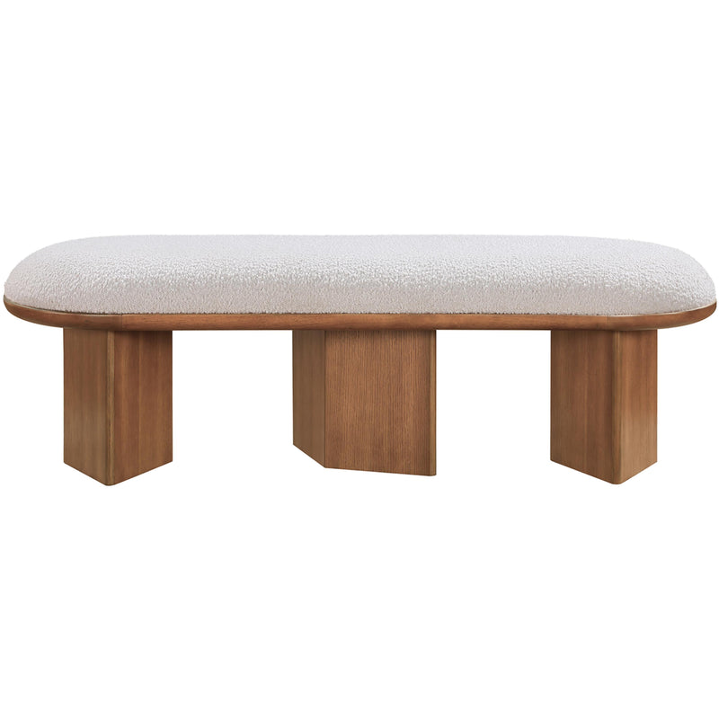 Meridian Wilshire Cream Boucle Fabric Bench IMAGE 4