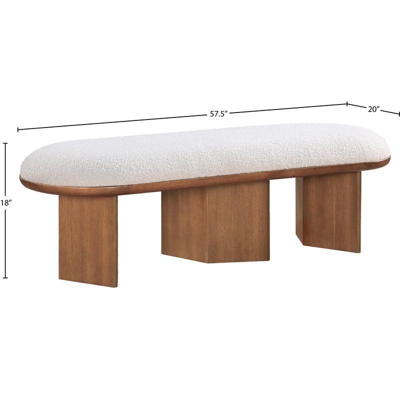 Meridian Wilshire Cream Boucle Fabric Bench IMAGE 8