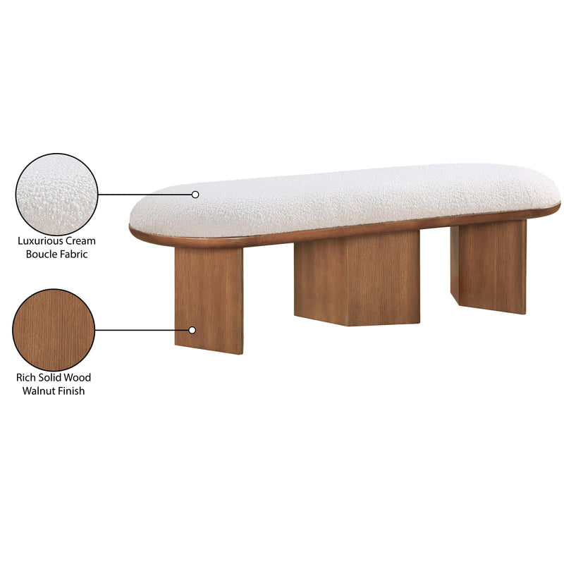 Meridian Wilshire Cream Boucle Fabric Bench IMAGE 9