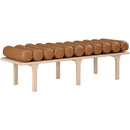 Meridian Landon Cognac Vegan Leather Bench IMAGE 3