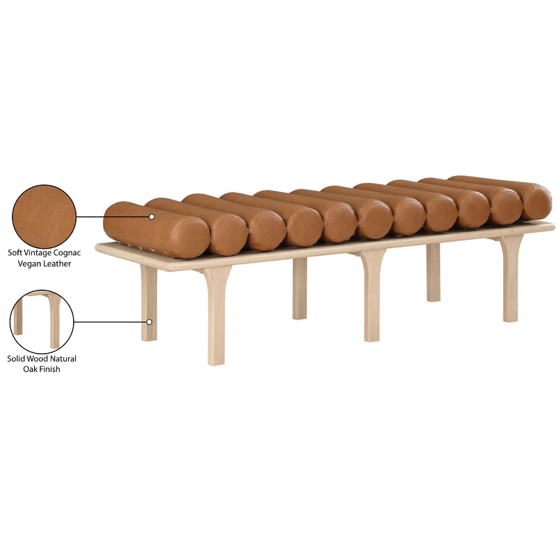 Meridian Landon Cognac Vegan Leather Bench IMAGE 9