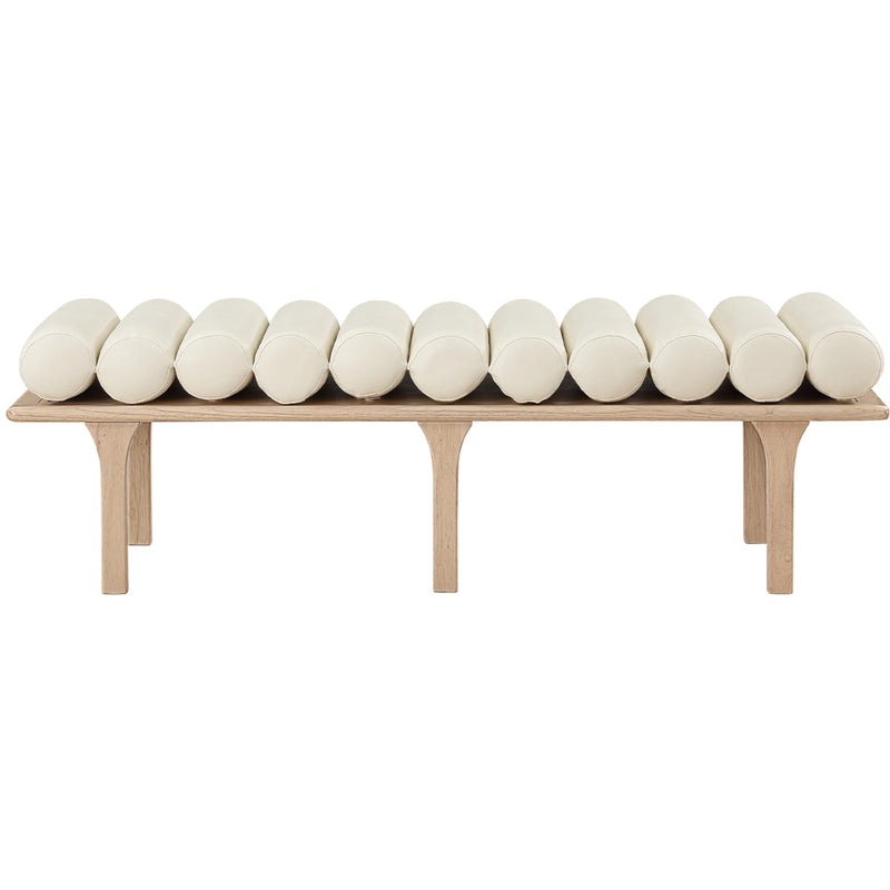 Meridian Landon Cream Vegan Leather Bench IMAGE 4