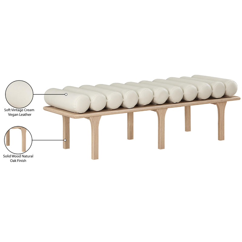 Meridian Landon Cream Vegan Leather Bench IMAGE 9
