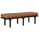 Meridian Landon Cognac Vegan Leather Bench IMAGE 3