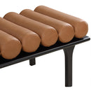Meridian Landon Cognac Vegan Leather Bench IMAGE 6