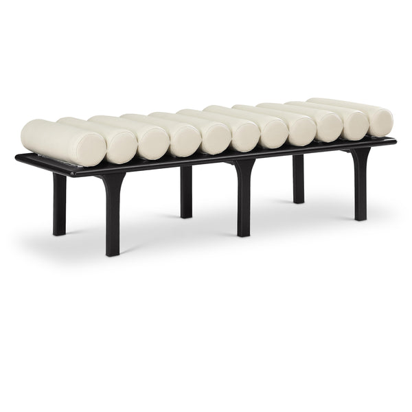 Meridian Landon Cream Vegan Leather Bench IMAGE 1