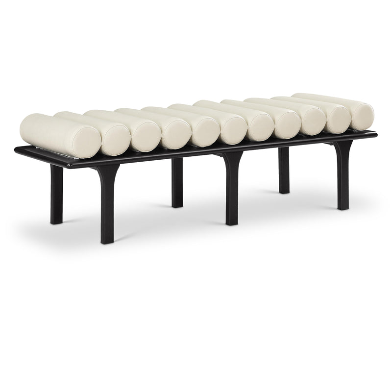 Meridian Landon Cream Vegan Leather Bench IMAGE 1