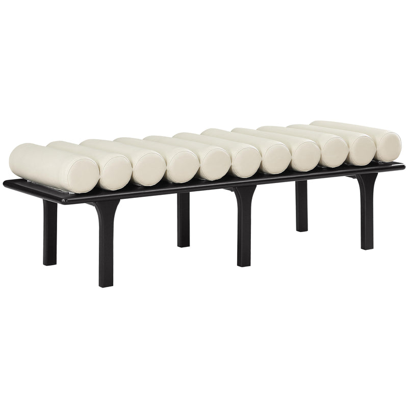 Meridian Landon Cream Vegan Leather Bench IMAGE 3