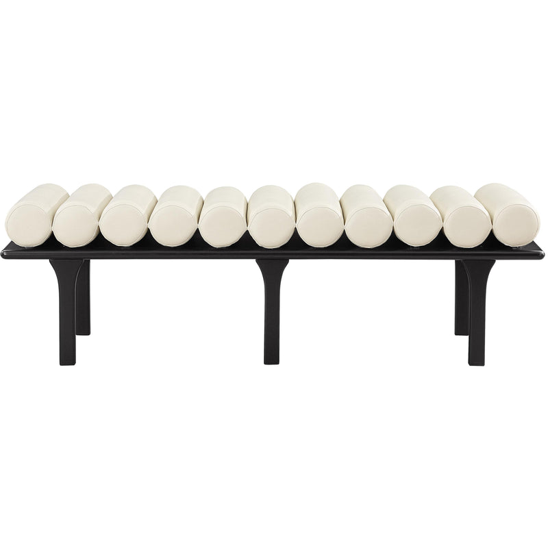 Meridian Landon Cream Vegan Leather Bench IMAGE 4