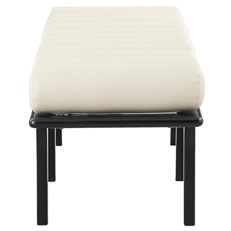 Meridian Landon Cream Vegan Leather Bench IMAGE 5