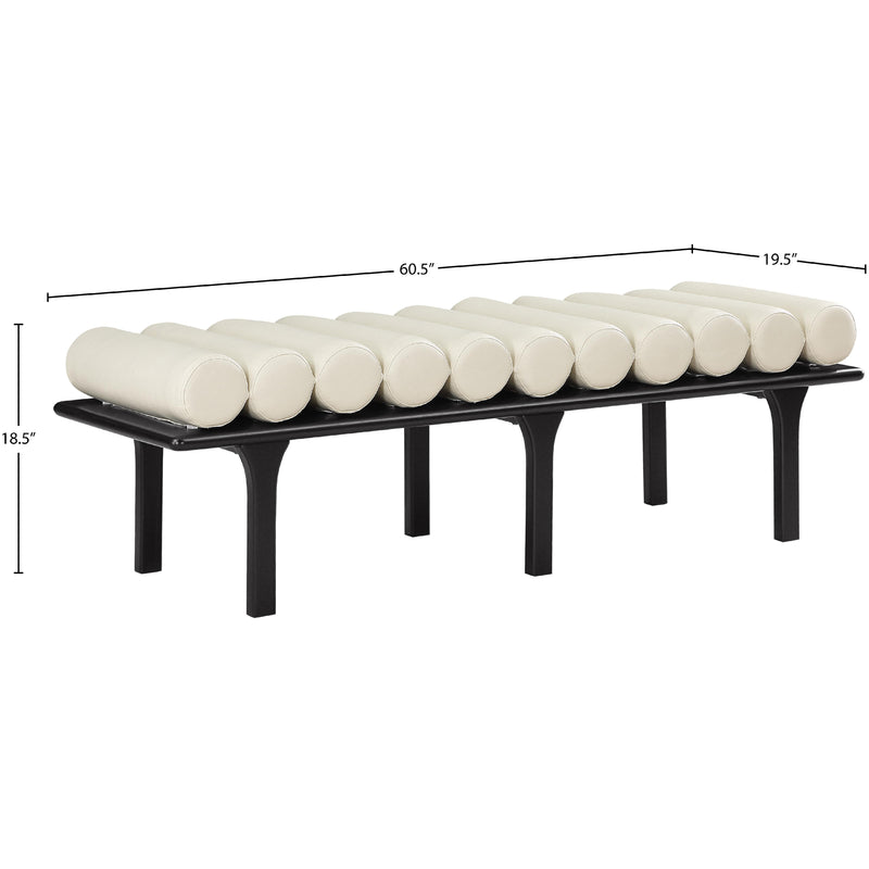 Meridian Landon Cream Vegan Leather Bench IMAGE 8