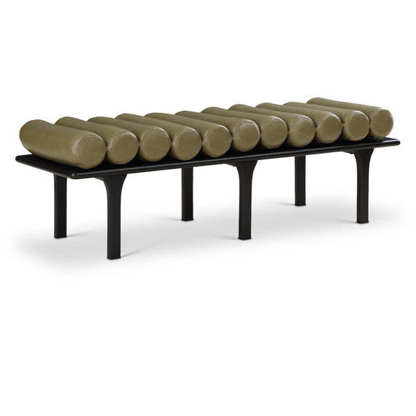Meridian Landon Olive Green Vegan Leather Bench IMAGE 1