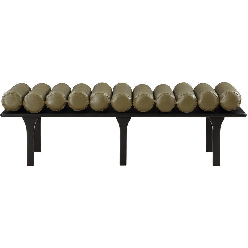 Meridian Landon Olive Green Vegan Leather Bench IMAGE 4