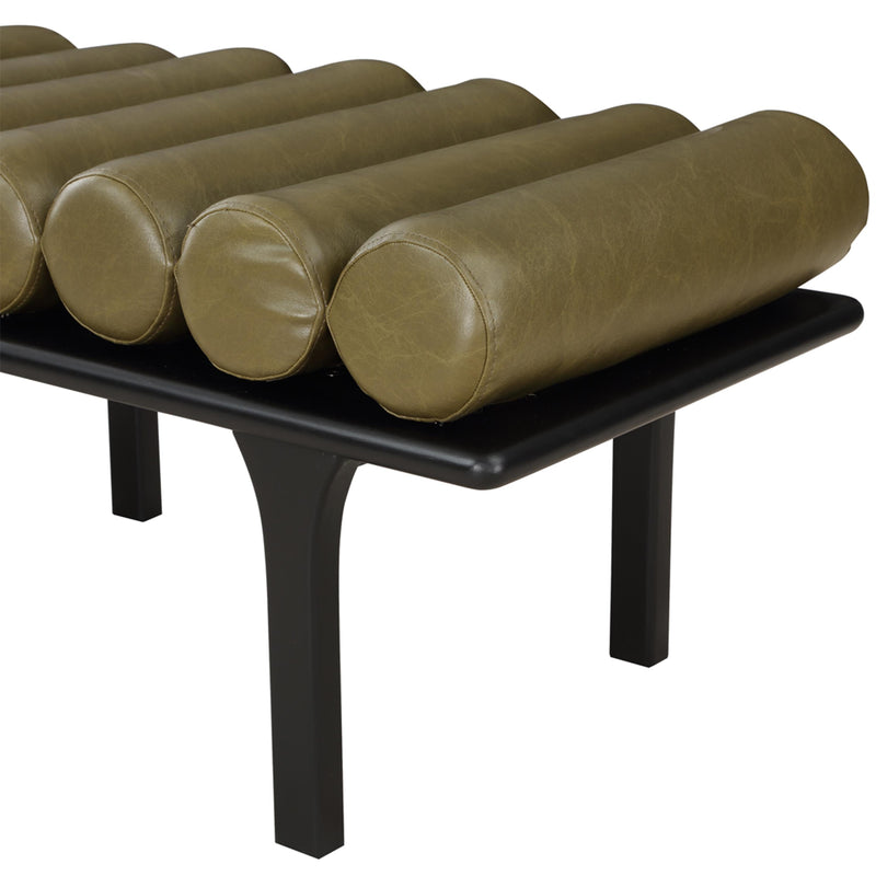 Meridian Landon Olive Green Vegan Leather Bench IMAGE 7