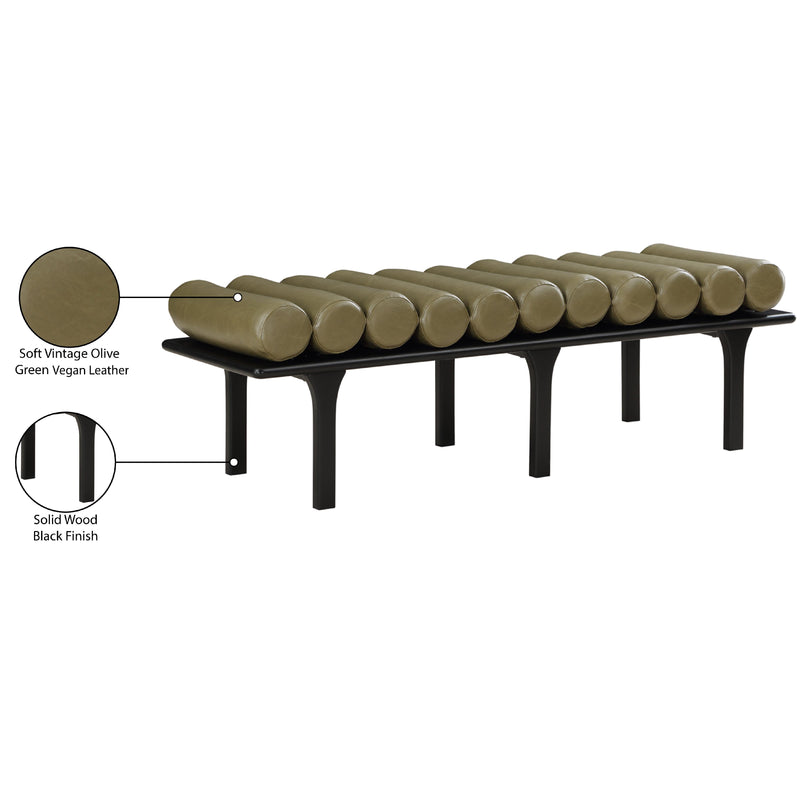 Meridian Landon Olive Green Vegan Leather Bench IMAGE 9