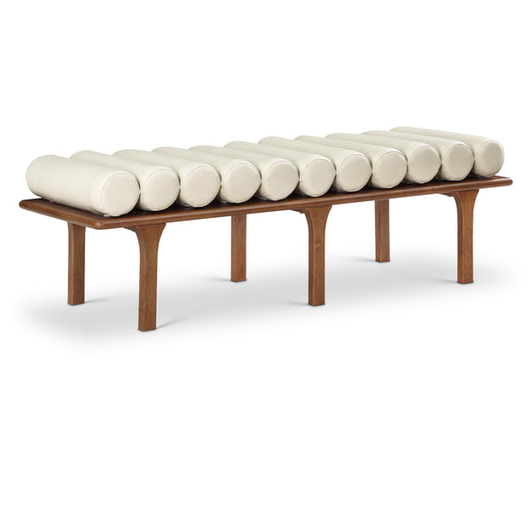 Meridian Landon Cream Vegan Leather Bench IMAGE 1