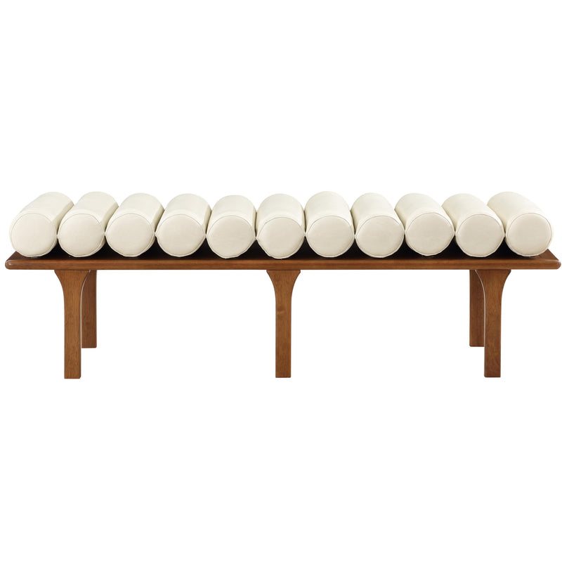 Meridian Landon Cream Vegan Leather Bench IMAGE 4
