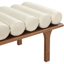 Meridian Landon Cream Vegan Leather Bench IMAGE 6