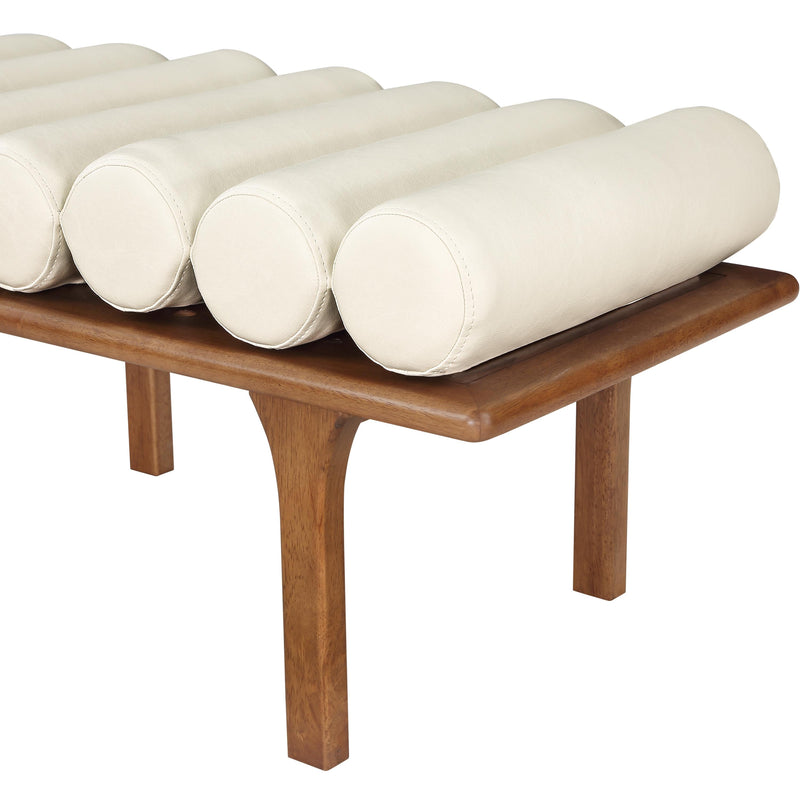 Meridian Landon Cream Vegan Leather Bench IMAGE 7