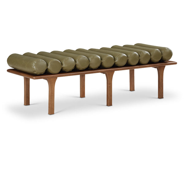 Meridian Landon Olive Green Vegan Leather Bench IMAGE 1