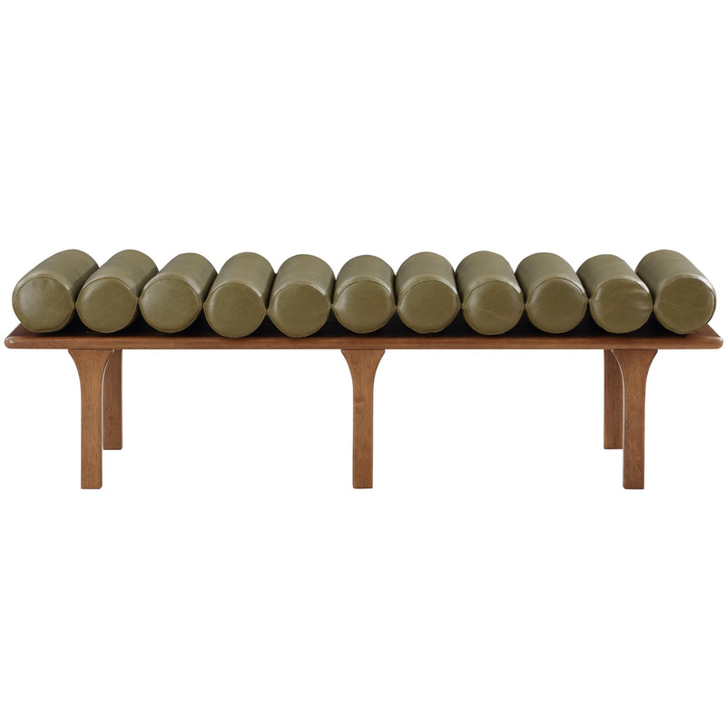 Meridian Landon Olive Green Vegan Leather Bench IMAGE 4