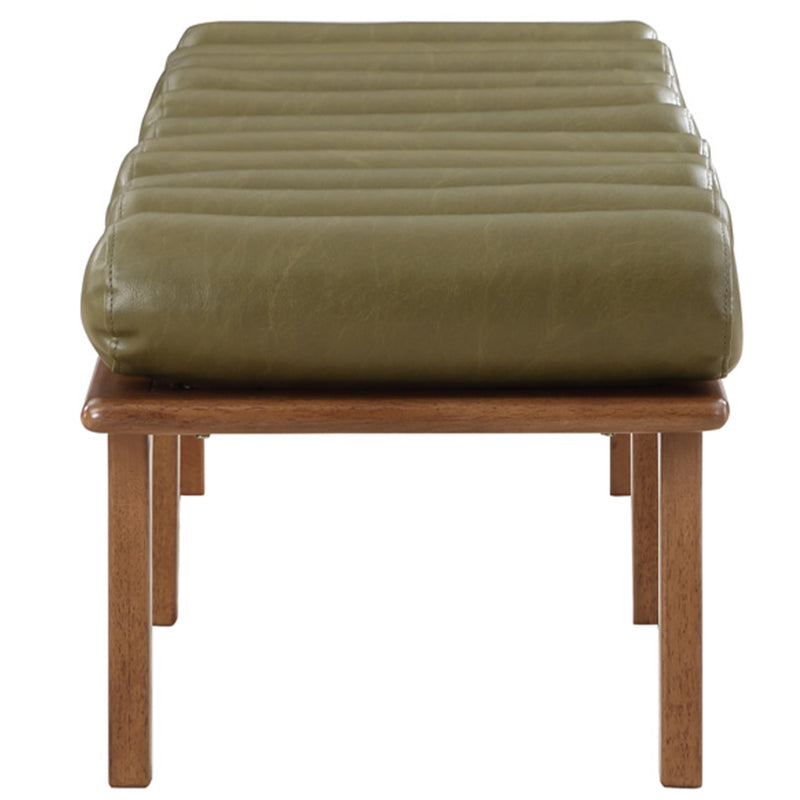 Meridian Landon Olive Green Vegan Leather Bench IMAGE 5